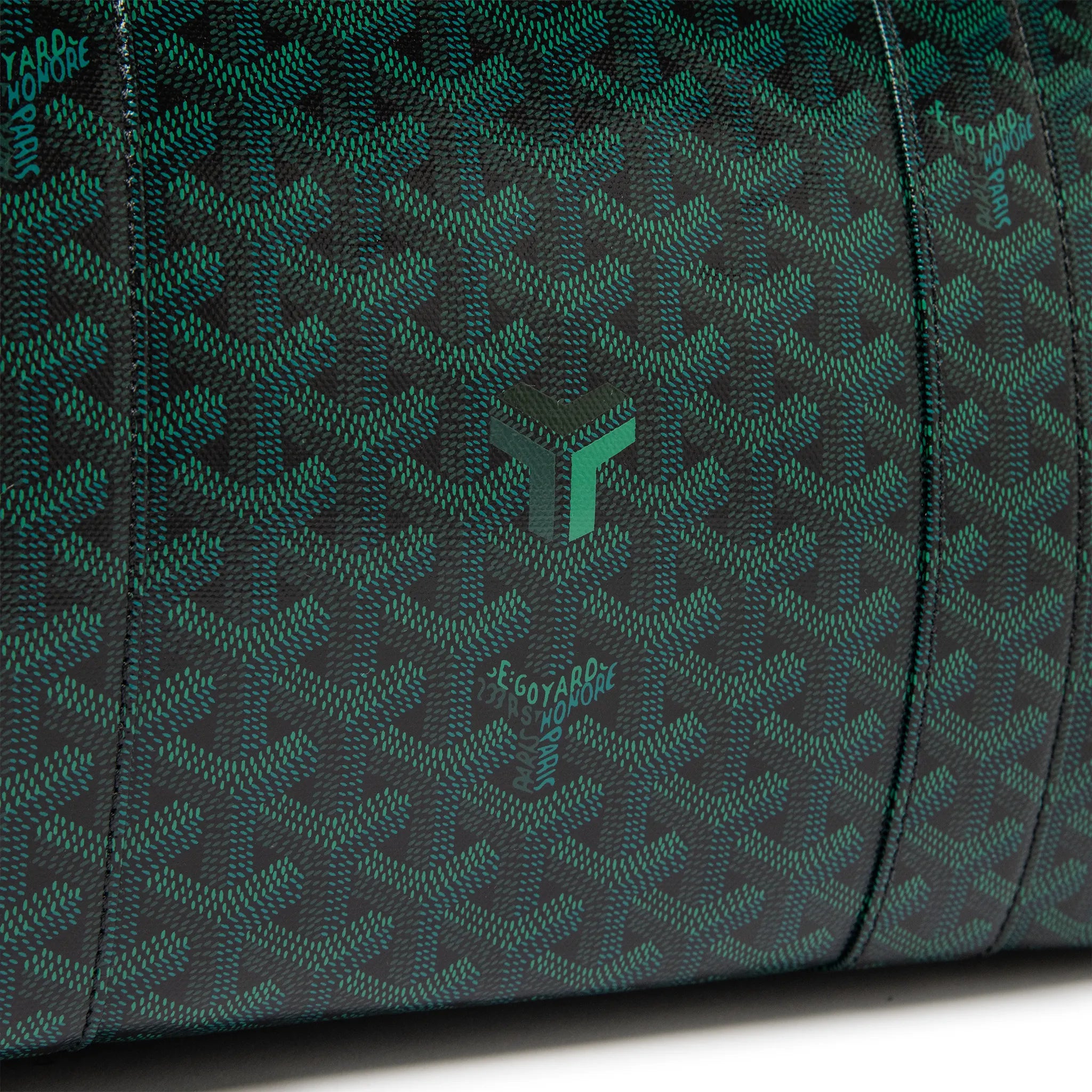 Detailed Logo View of Goyard Boston 50 Evergreen Bag BOSTON050TY79CL79P